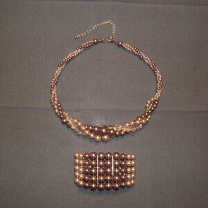 RMN Pearl Style Necklace & Bracelet Set